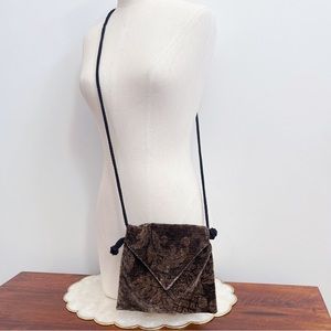 Velvet Paisley Pattern Small Crossbody Envelope Bag NWT